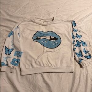 SHEIN Kids White Sweatshirt with Blue Graphic